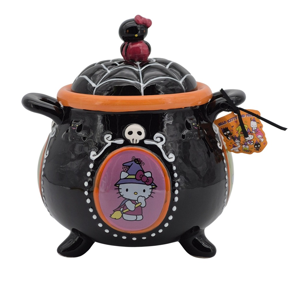 Blue Sky Hello Kitty And Friends Halloween Cauldron Ceramic Cookie Jar 10.5"